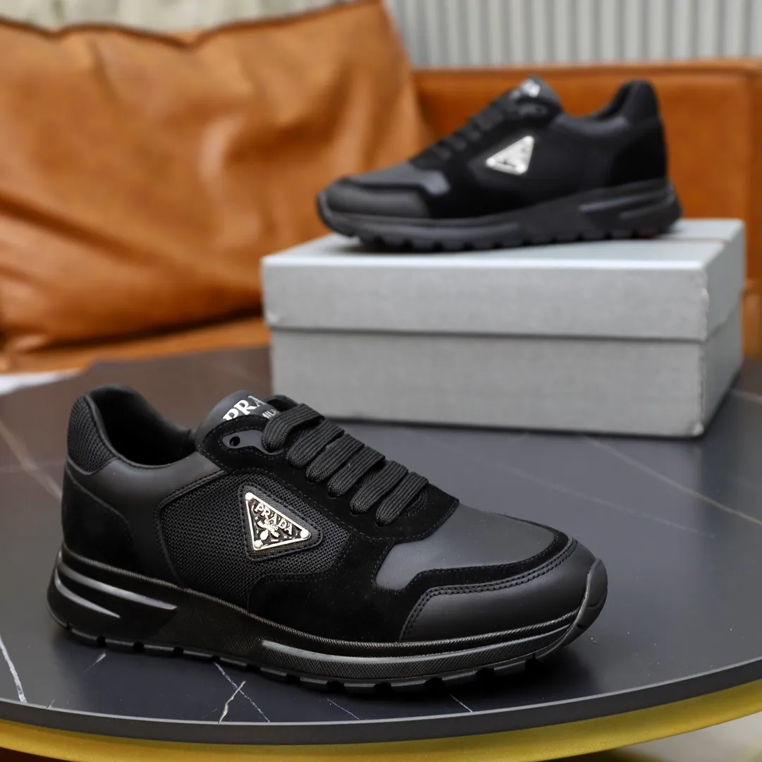 Men's shoes 💰600💰🙅‍♂️🙅‍♂️🙅‍♂️ [PRADA] Prada - High-end quality original order - Upper: Nappa calfskin, tumbled calfskin spliced stretch cloth surface, tongue high frequency brand logo - Lining: water-dyed cowhide - Outsole: ultra-light TPU foam rubber; two-color molded outsole -Ultra-high quality control and fine workmanship: outstanding (high-end, extravagance, grade) -Size: 38-44 (45 can be customized)